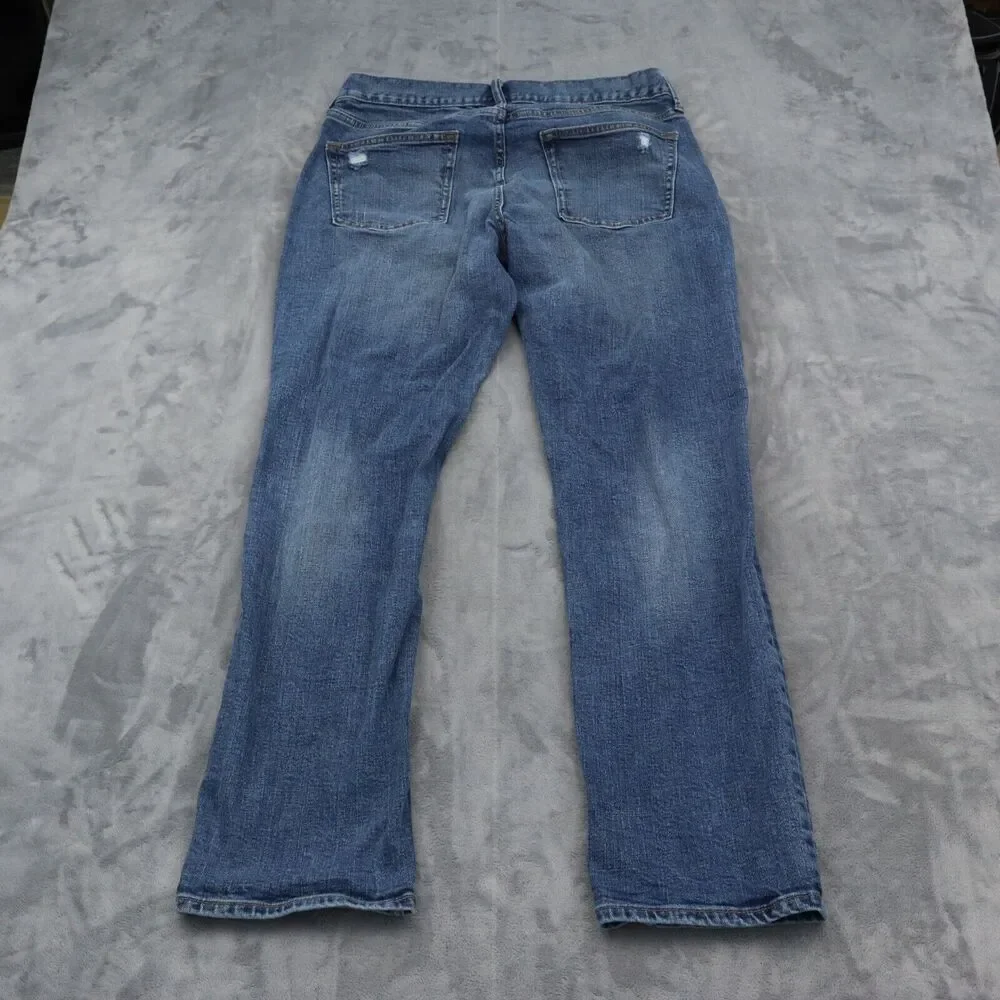 Old Navy Pants Mens 34 Blue Mid Rise 5 Pocket Design Flat Front Distressed Jeans